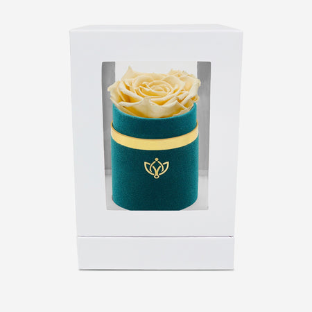 Single Dark Green Suede Box | Fawn Rose - The Million Roses