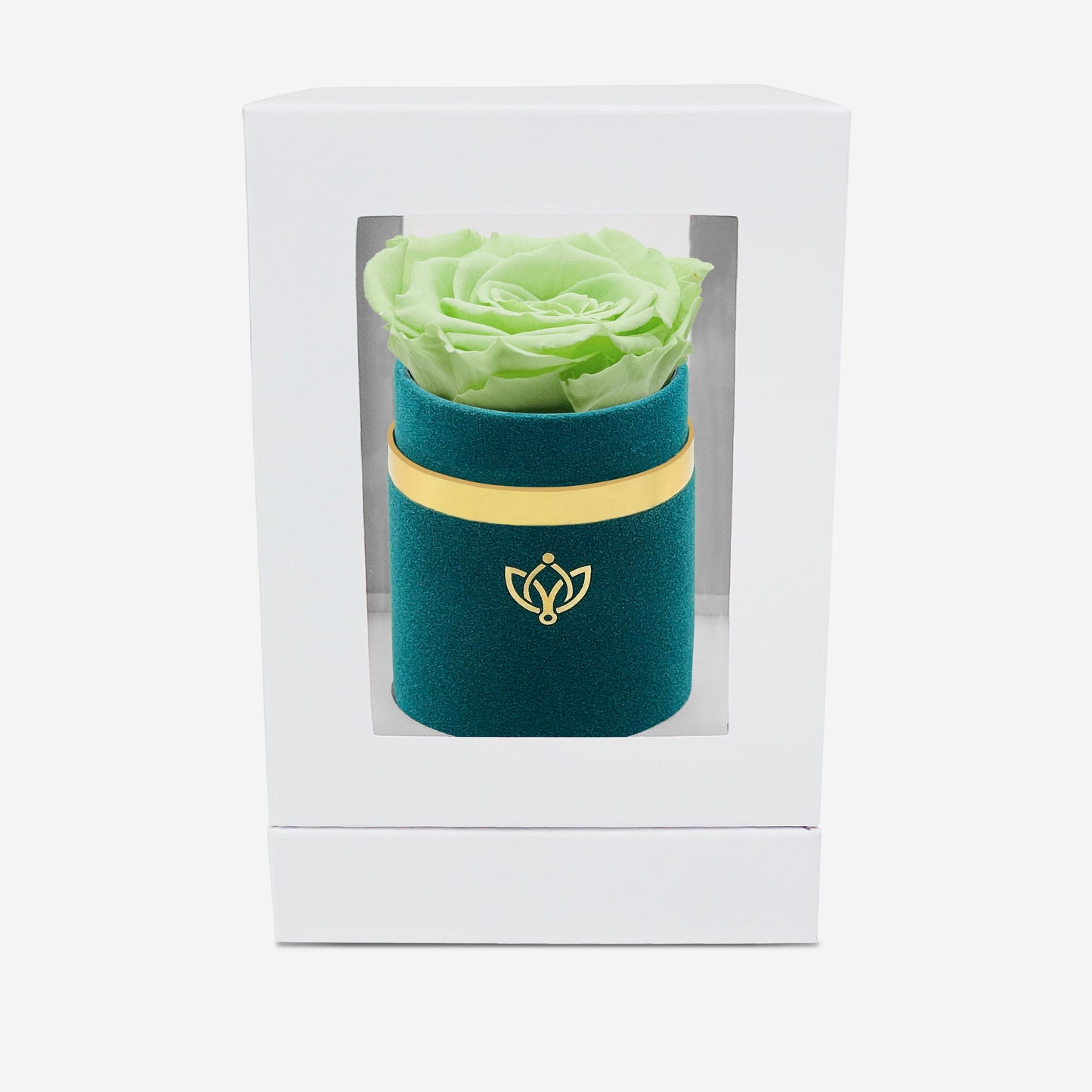 Single Dark Green Suede Box | Mint Green Rose - The Million Roses