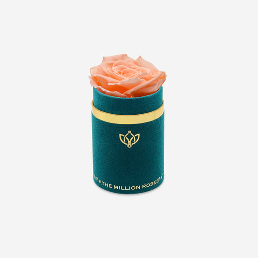 Single Dark Green Suede Box | Peach Rose - The Million Roses