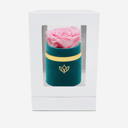 Single Dark Green Suede Box | Light Pink Rose - The Million Roses