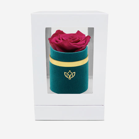 Single Dark Green Suede Box | Magenta Rose - The Million Roses