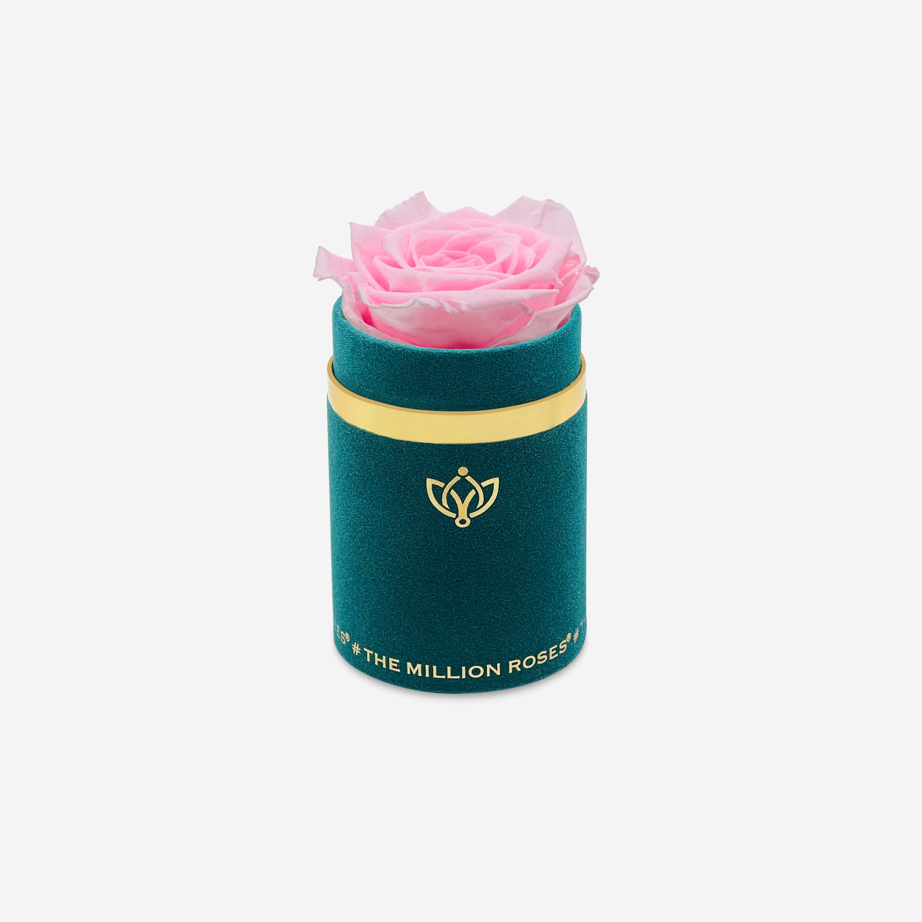 Single Dark Green Suede Box | Pink Lace Rose - The Million Roses