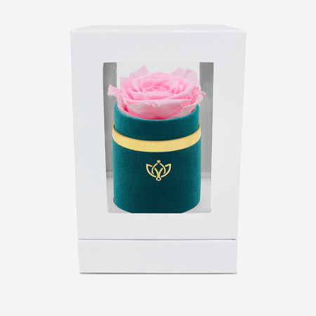 Single Dark Green Suede Box | Pink Lace Rose - The Million Roses