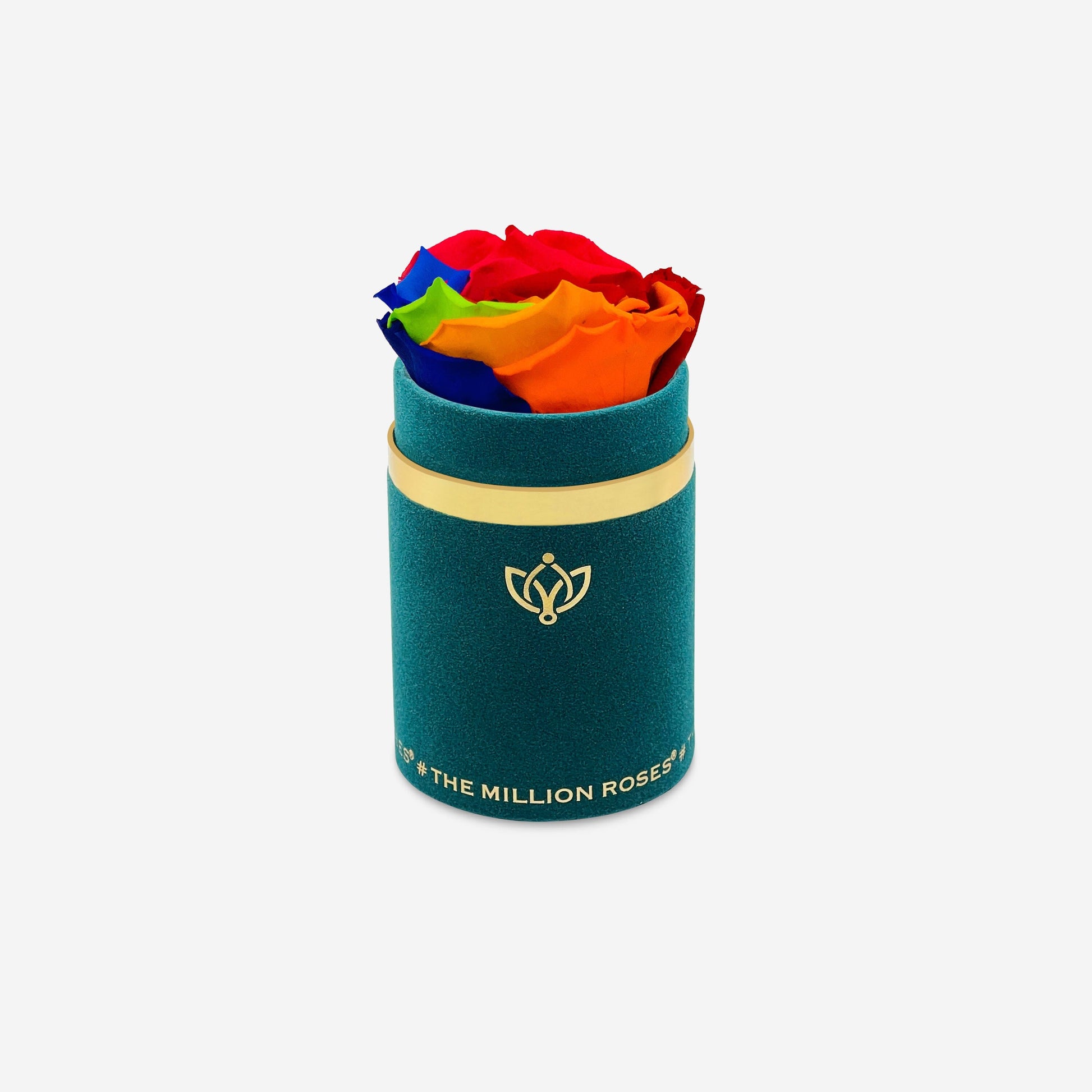 Single Dark Green Suede Box | Rainbow Rose - The Million Roses