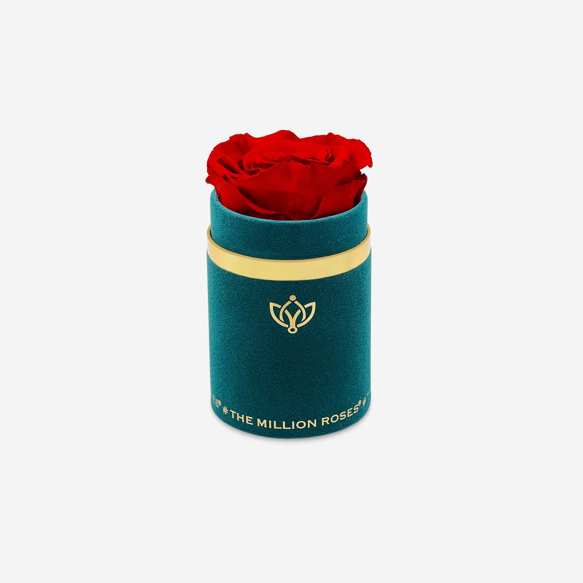 Single Dark Green Suede Box | Red Rose - The Million Roses