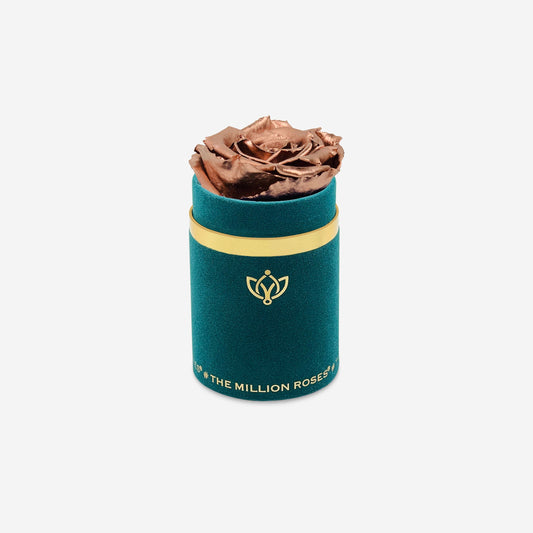Single Dark Green Suede Box | Rose Gold Rose - The Million Roses