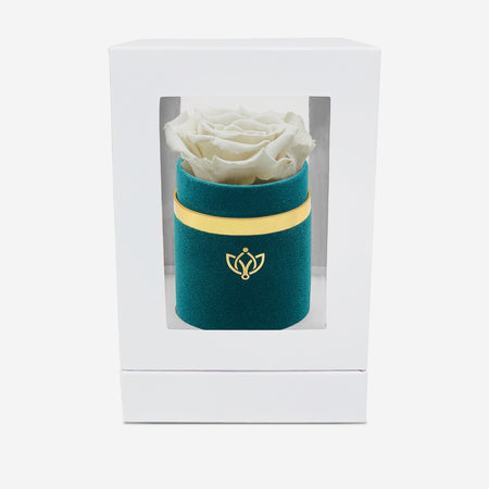Single Dark Green Suede Box | Off White Rose - The Million Roses