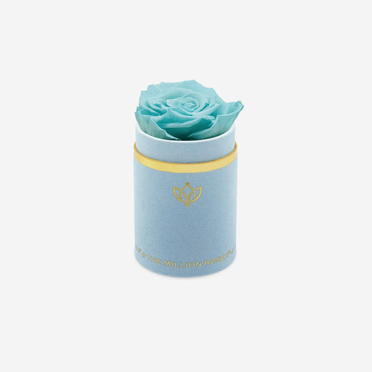 Single Light Blue Suede Box | Turquoise Rose - The Million Roses