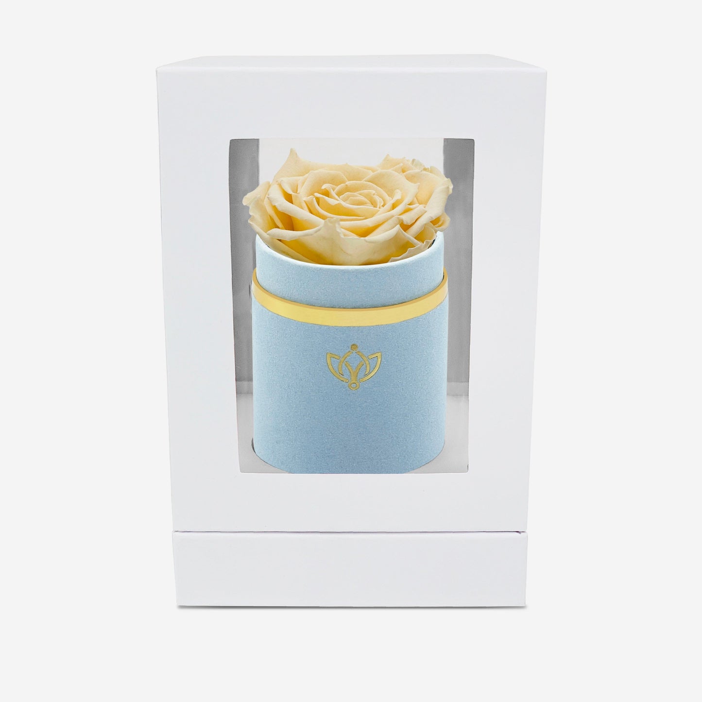 Single Light Blue Suede Box | Fawn Rose - The Million Roses