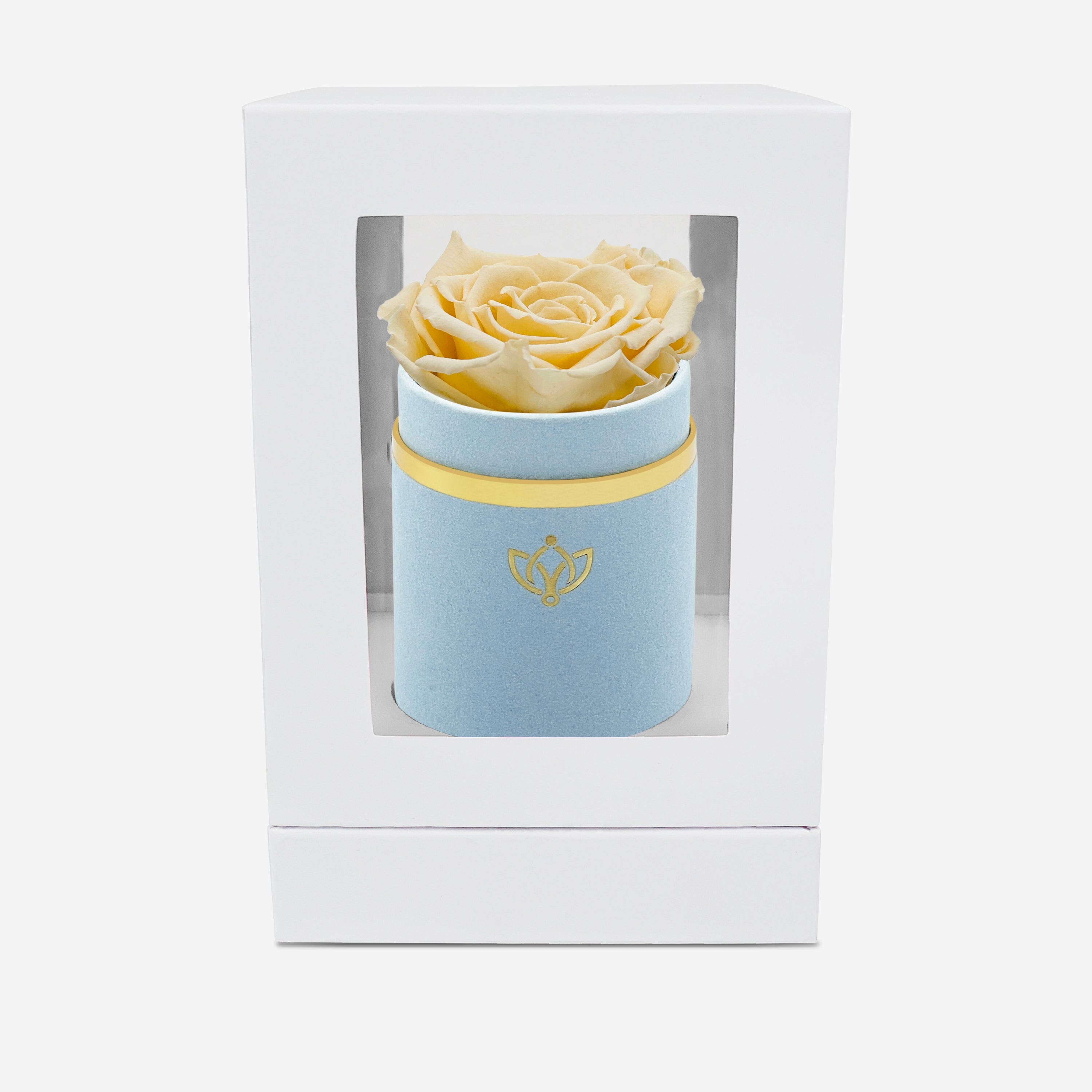 Single Light Blue Suede Box | Fawn Rose - The Million Roses