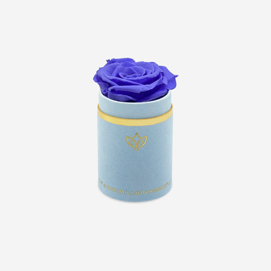 Single Light Blue Suede Box | Violet Rose - The Million Roses