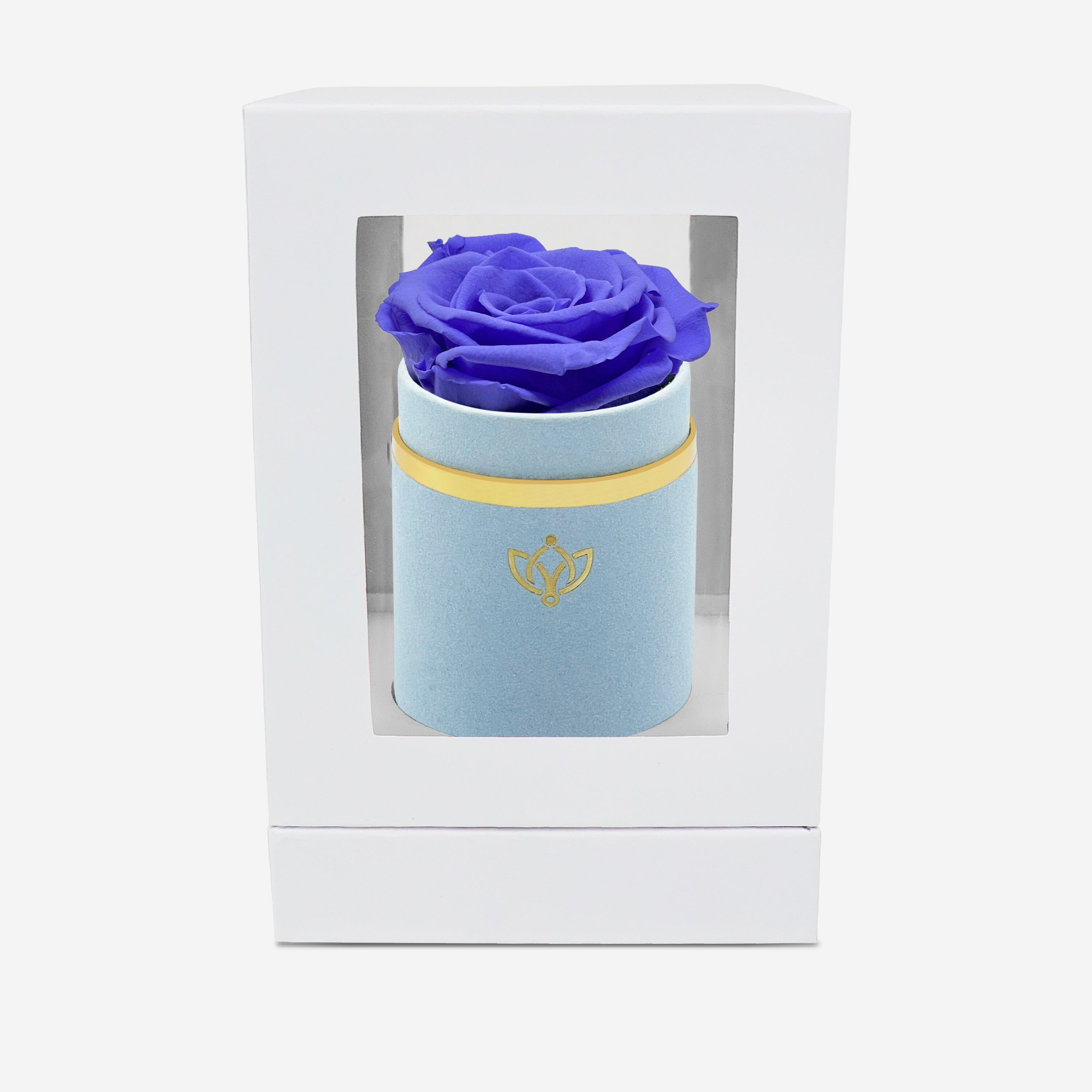 Single Light Blue Suede Box | Violet Rose - The Million Roses