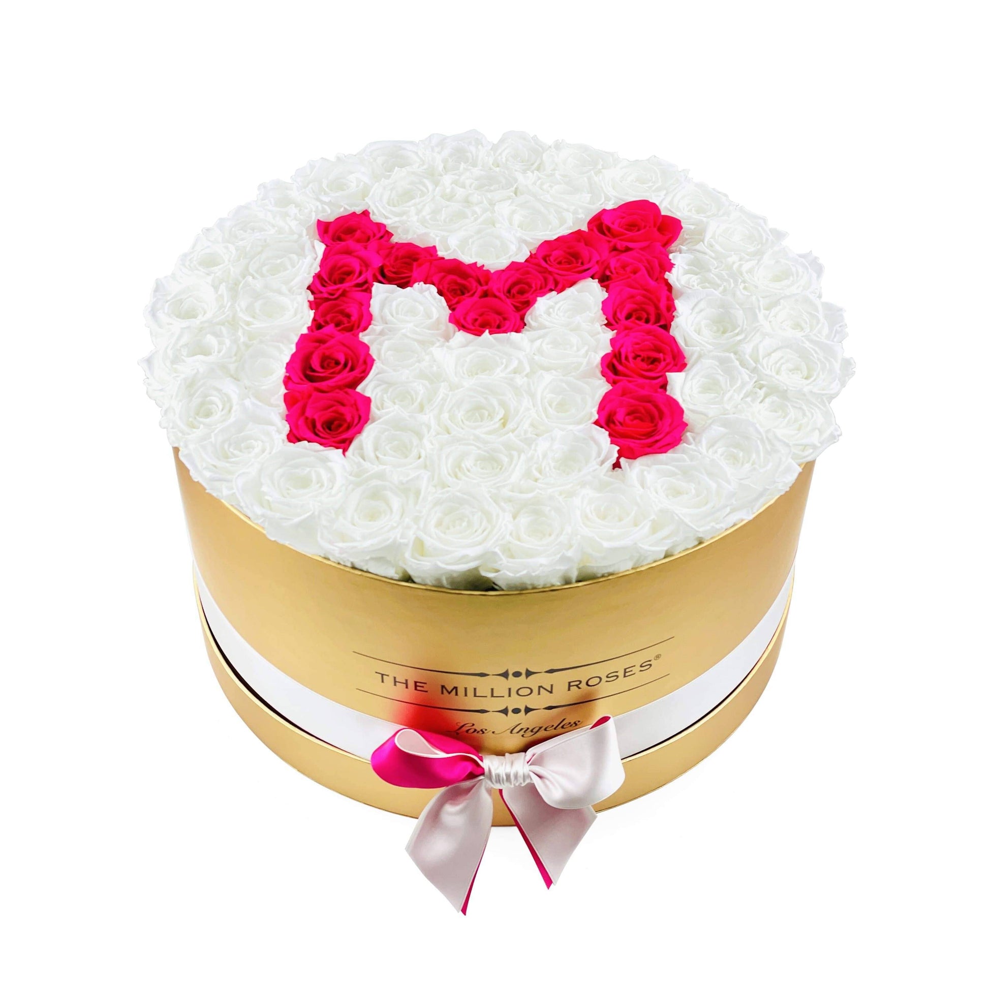 Deluxe Gold Box | Mother's Day Edition | White & Hot Pink Roses | M - The Million Roses