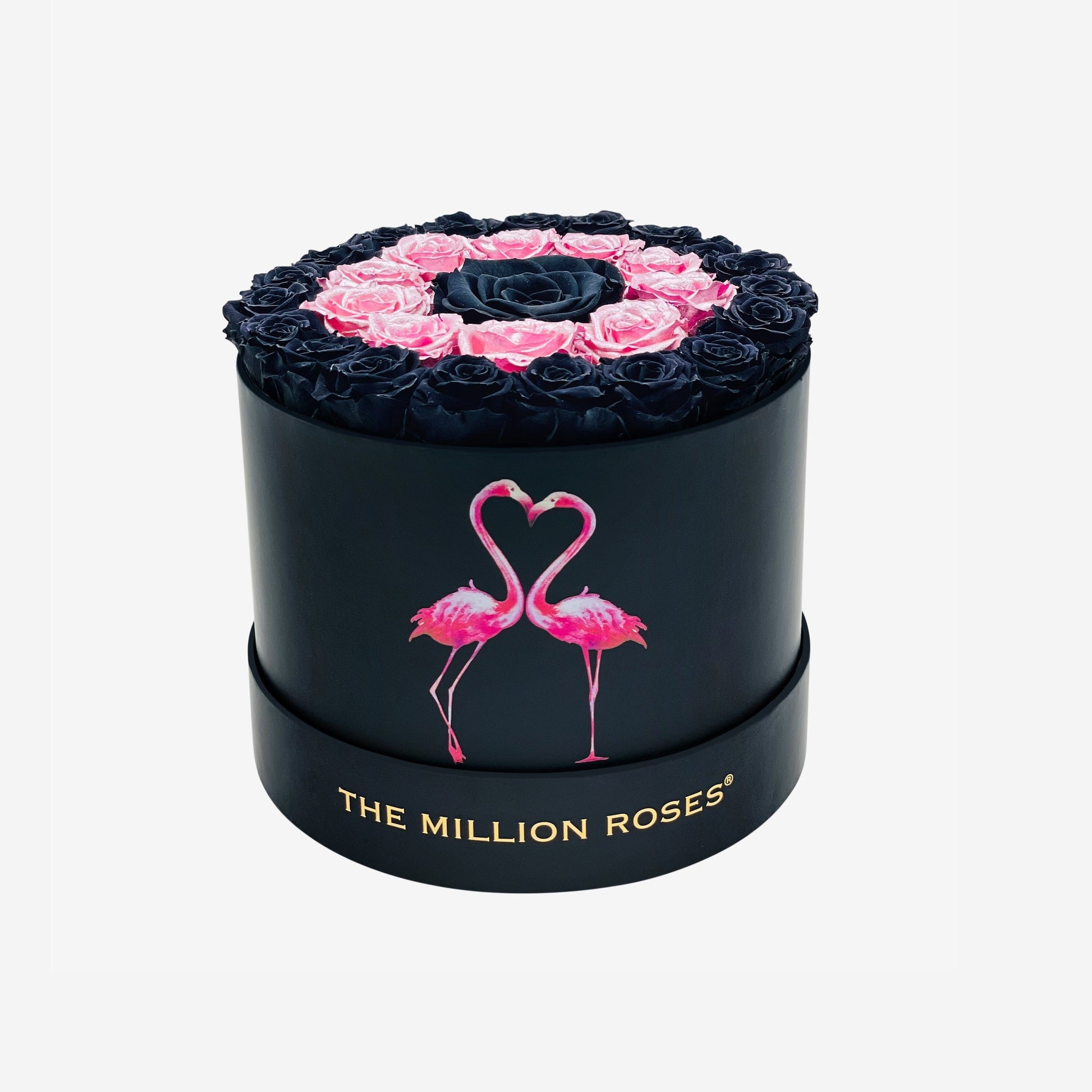 Classic Black Box | Flamingo Edition | Black & Pink Gold Mini Roses | Target - The Million Roses