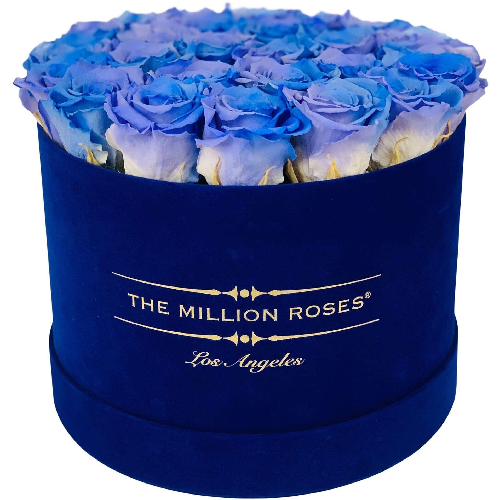 Supreme Royal Blue Suede Box | Violet Rainbow Roses - The Million Roses