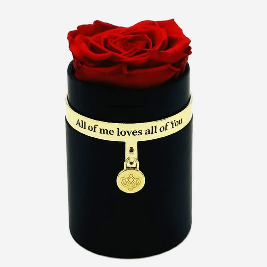 One in a Million™ Round Černý Box | All of me loves all of You | Červená růže