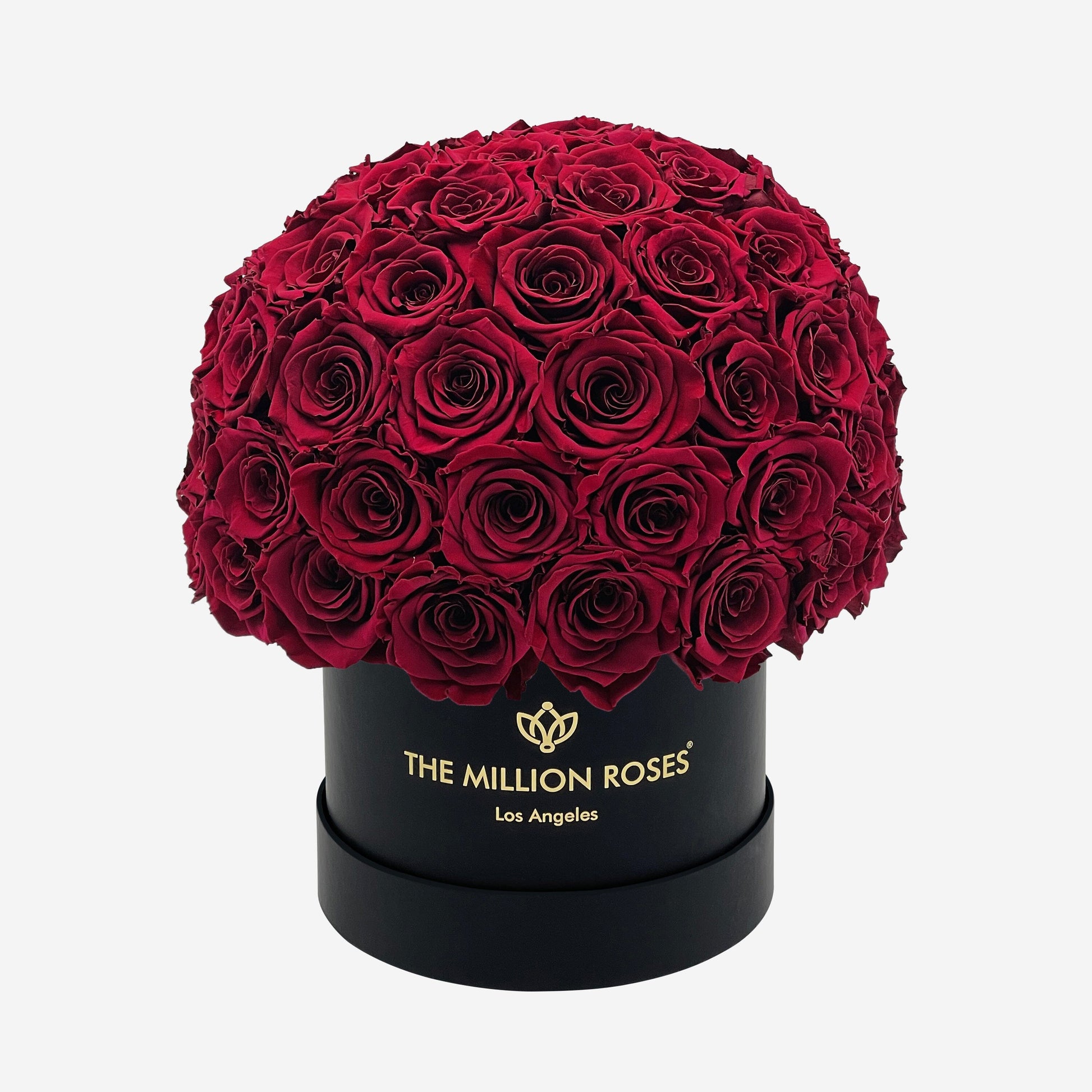 Classic Black Superdome Box | Burgundy Roses - The Million Roses