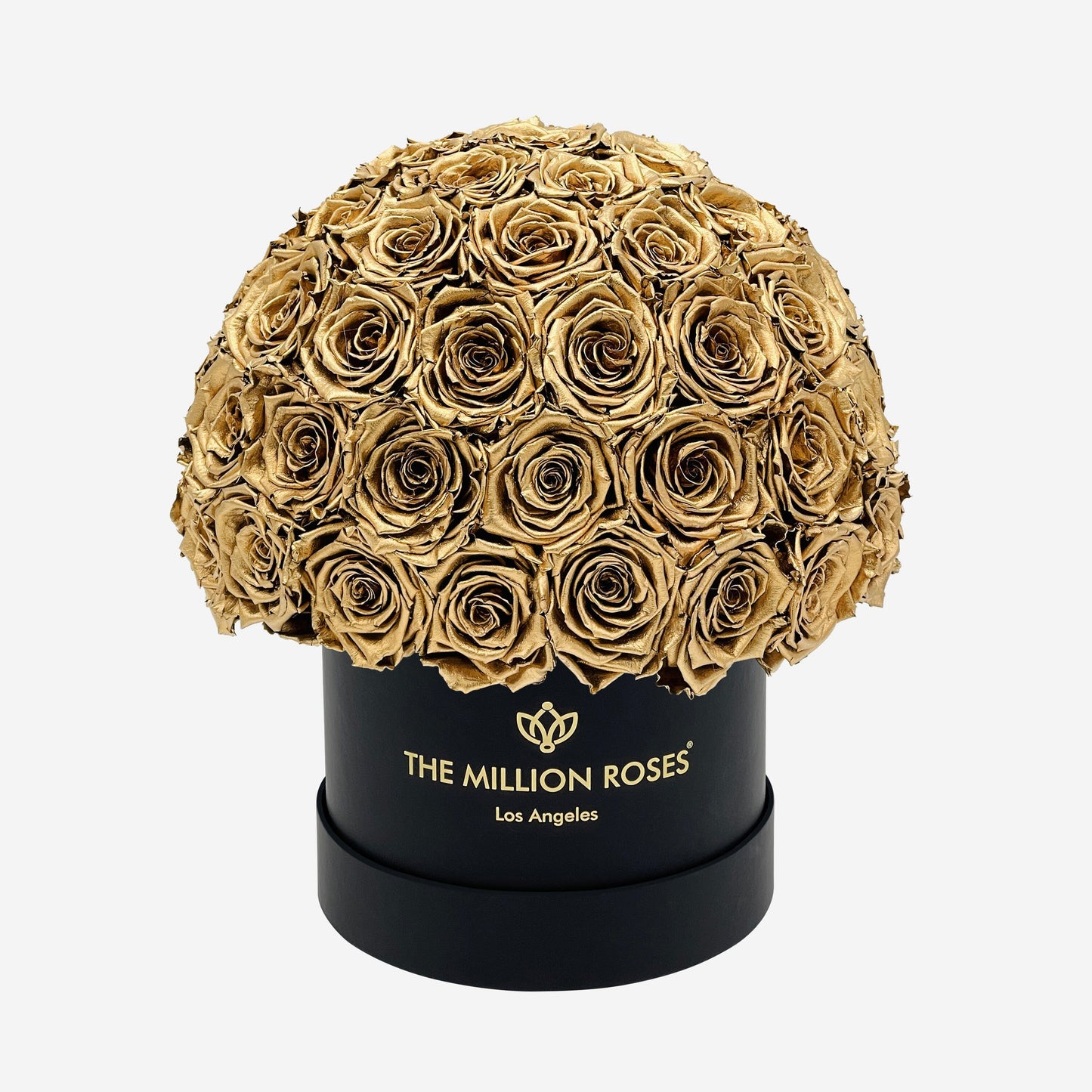 Classic Black Superdome Box | Gold Roses - The Million Roses