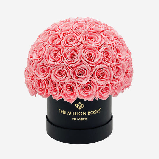 Classic Black Superdome Box | Light Pink Roses - The Million Roses