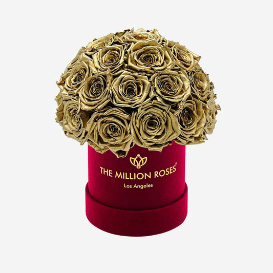 Basic Bordeaux Suede Superdome Box | Gold Roses - The Million Roses