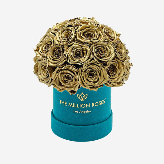 Basic Dark Green Suede Superdome Box | Gold Roses - The Million Roses