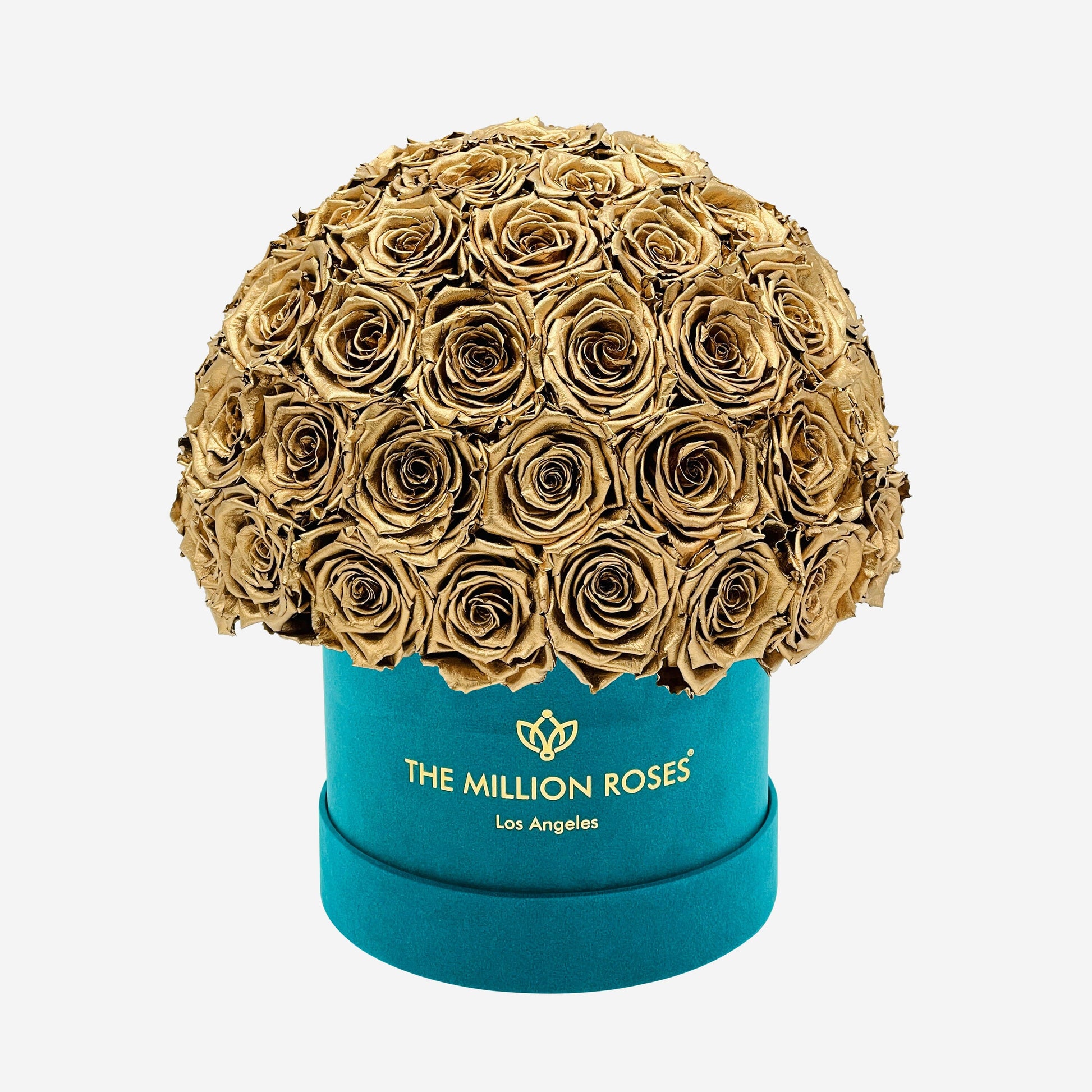 Classic Dark Green Suede Superdome Box | Gold Roses - The Million Roses
