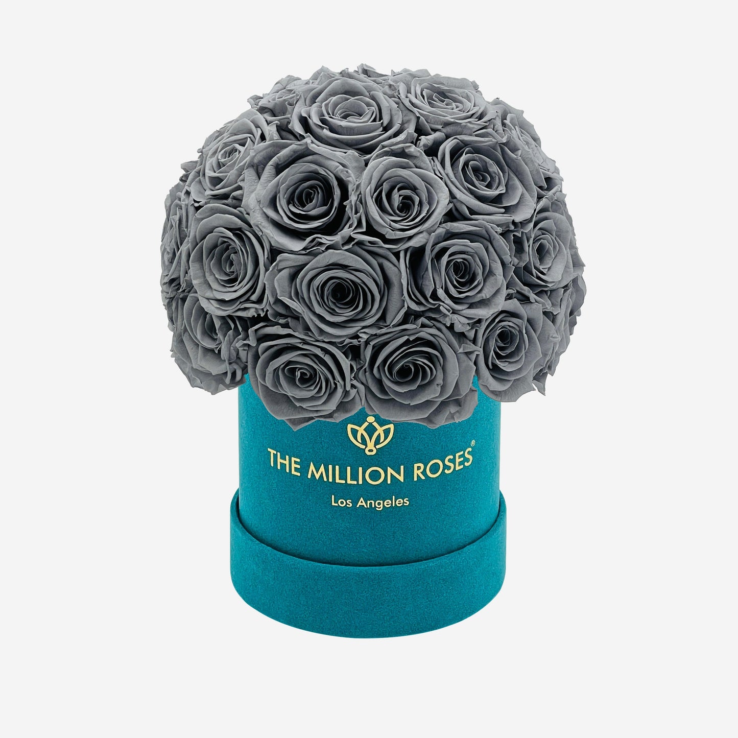Basic Dark Green Suede Superdome Box | Pastel Grey Roses - The Million Roses