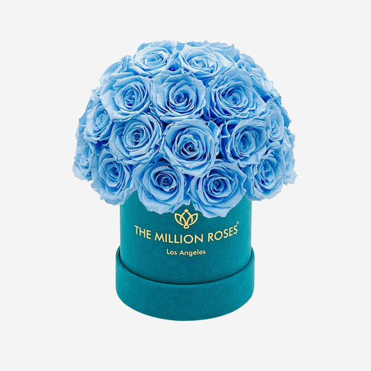 Basic Dark Green Suede Superdome Box | Light Blue Roses - The Million Roses