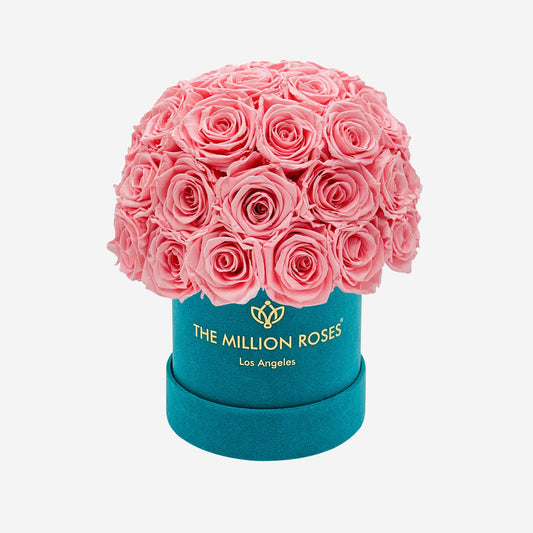 Basic Dark Green Suede Superdome Box | Light Pink Roses - The Million Roses