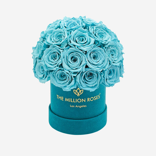Basic Dark Green Suede Superdome Box | Turquoise Roses - The Million Roses