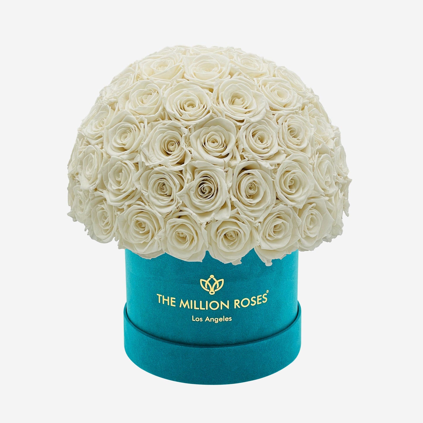 Classic Dark Green Suede Superdome Box | White Roses - The Million Roses