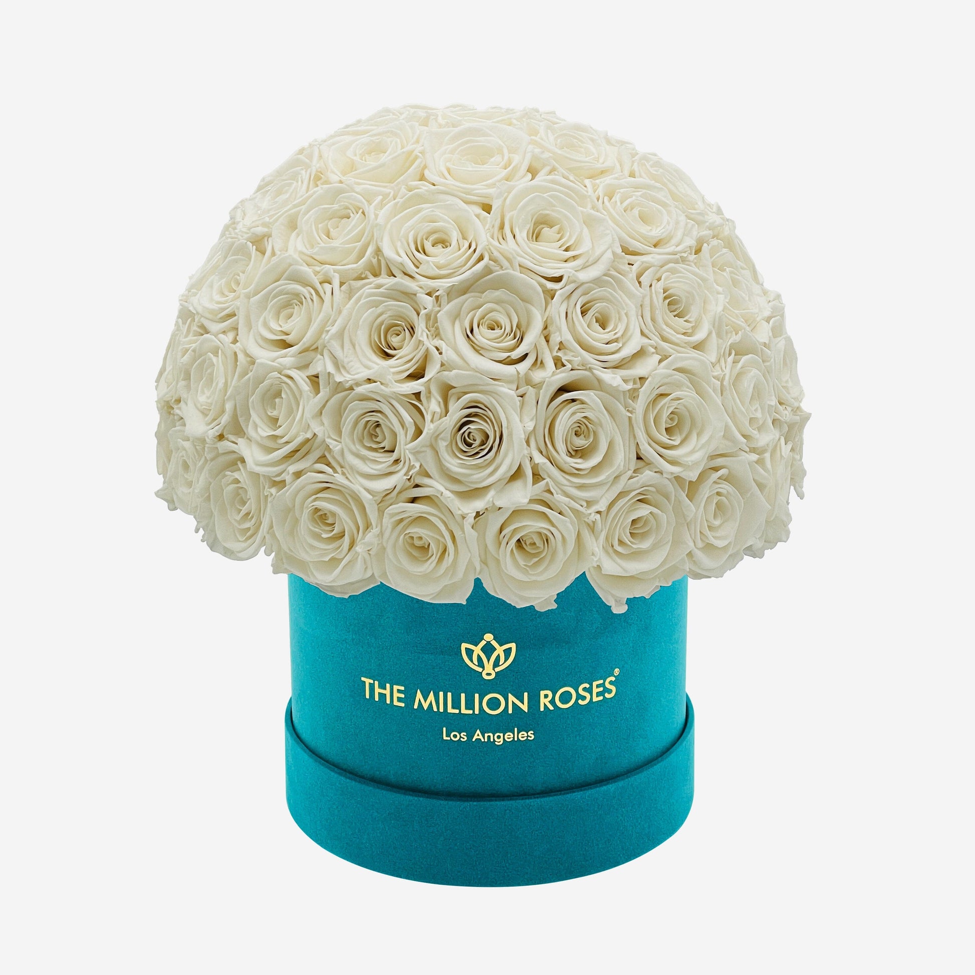 Classic Dark Green Suede Superdome Box | White Roses - The Million Roses