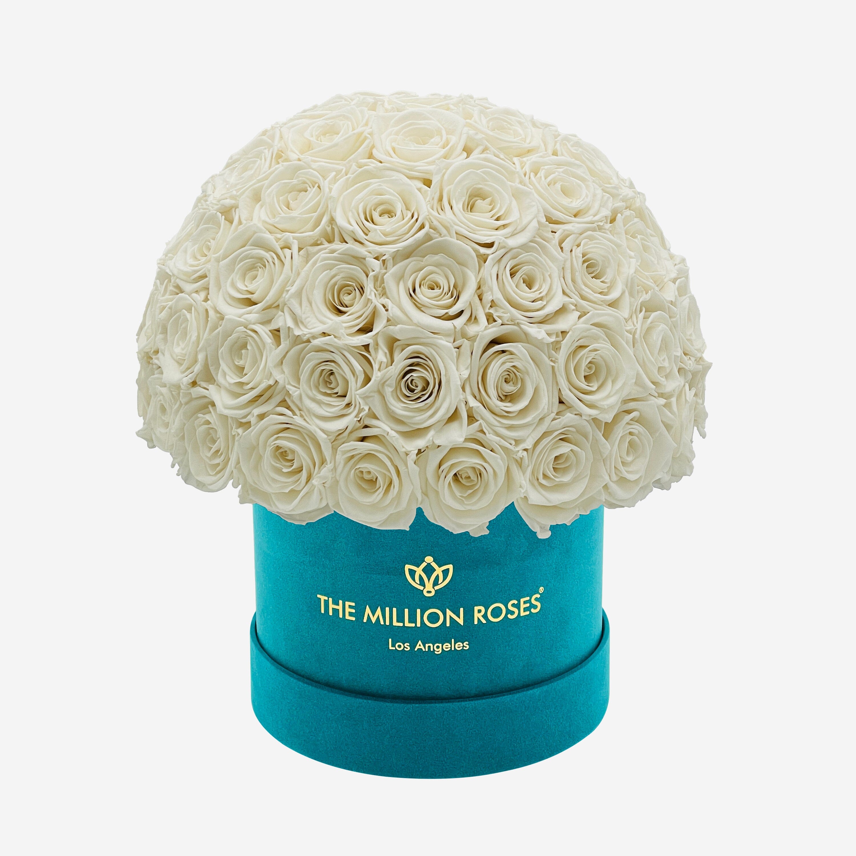 Classic Dark Green Suede Superdome Box | White Roses - The Million Roses