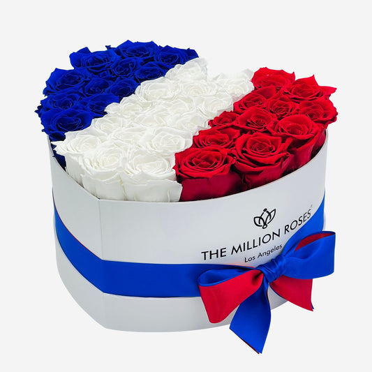 Heart White Box | Flag of France Edition - The Million Roses