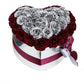 Heart Mirror Silver Dome Box | Red & Silver Celestial Roses - The Million Roses