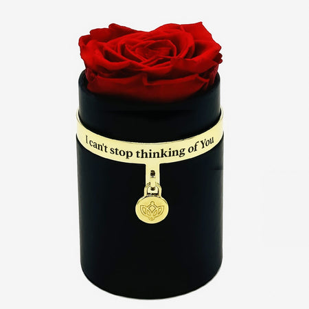 One in a Million™ Round Černý Box | I can't stop thinking of You | Červené růže