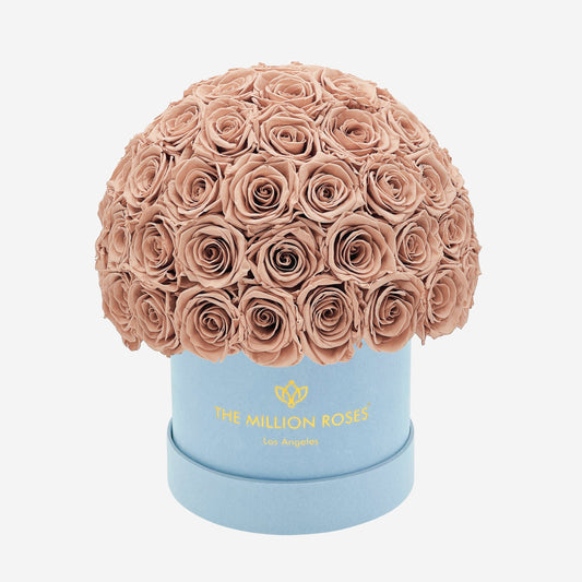 Classic Light Blue Suede Superdome Box | Sand Roses - The Million Roses