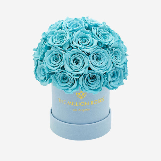 Basic Light Blue Suede Superdome Box | Turquoise Roses - The Million Roses