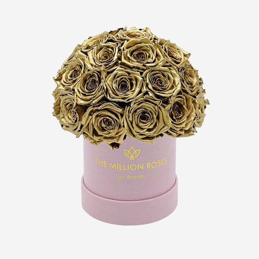 Basic Light Pink Suede Superdome Box | Gold Roses - The Million Roses