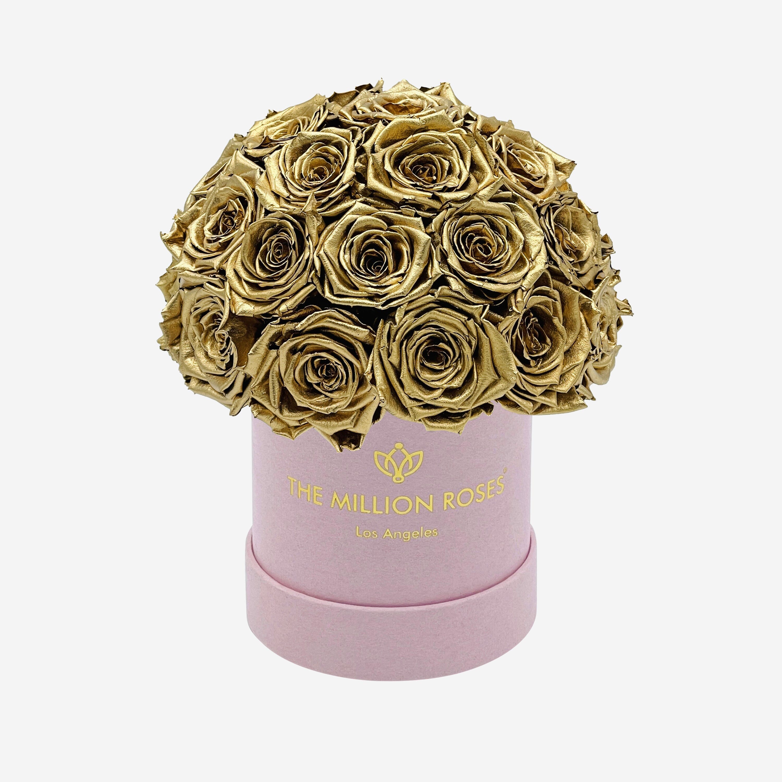 Basic Light Pink Suede Superdome Box | Gold Roses - The Million Roses