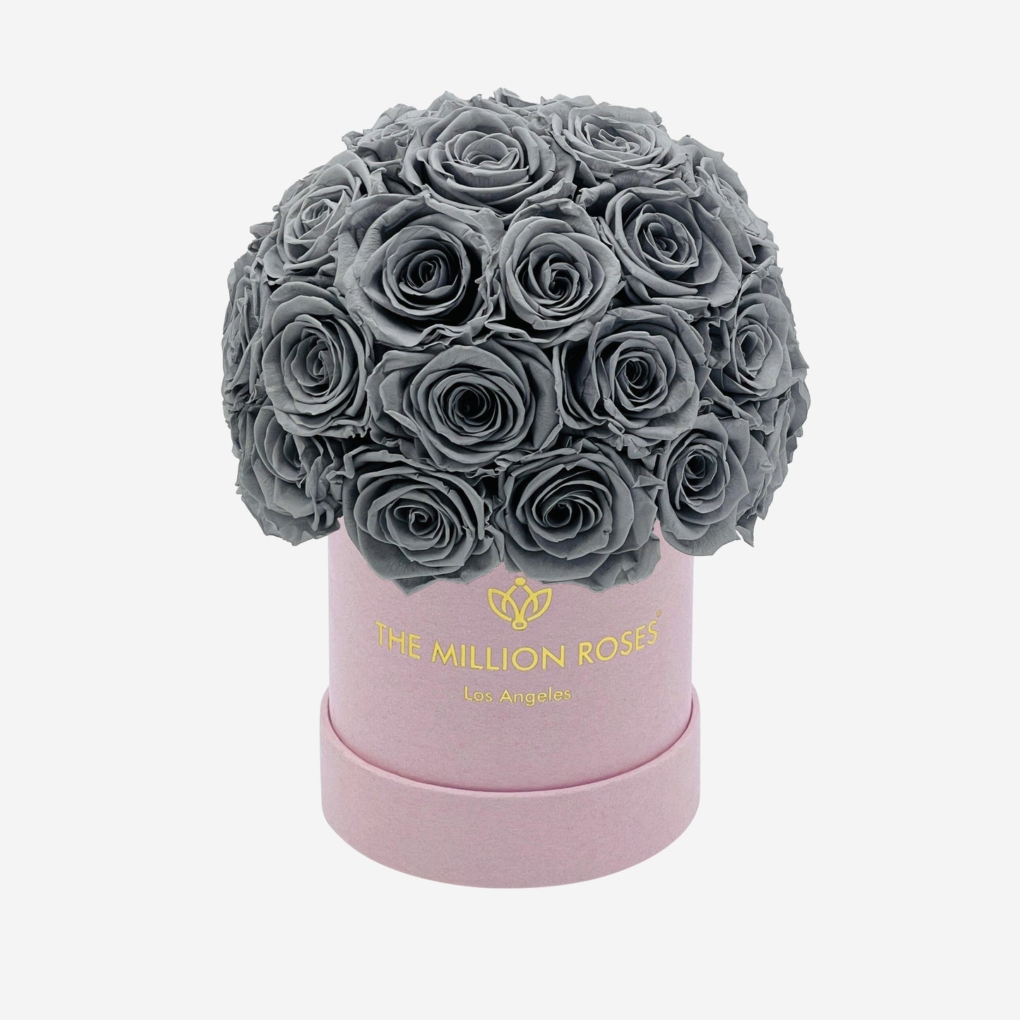 Basic Light Pink Suede Superdome Box | Pastel Grey Roses - The Million Roses