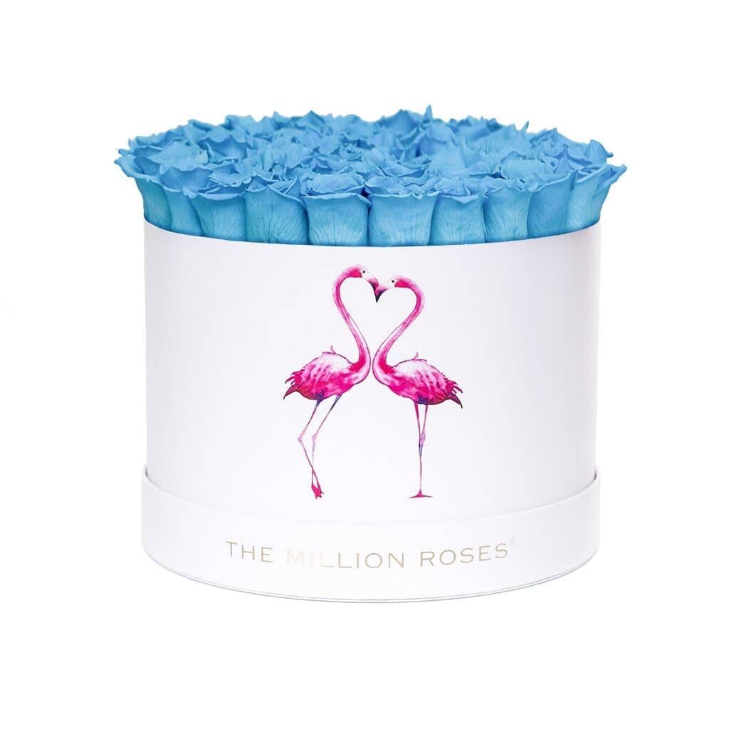 Supreme White Box | Flamingo Edition | Light Blue Roses - The Million Roses