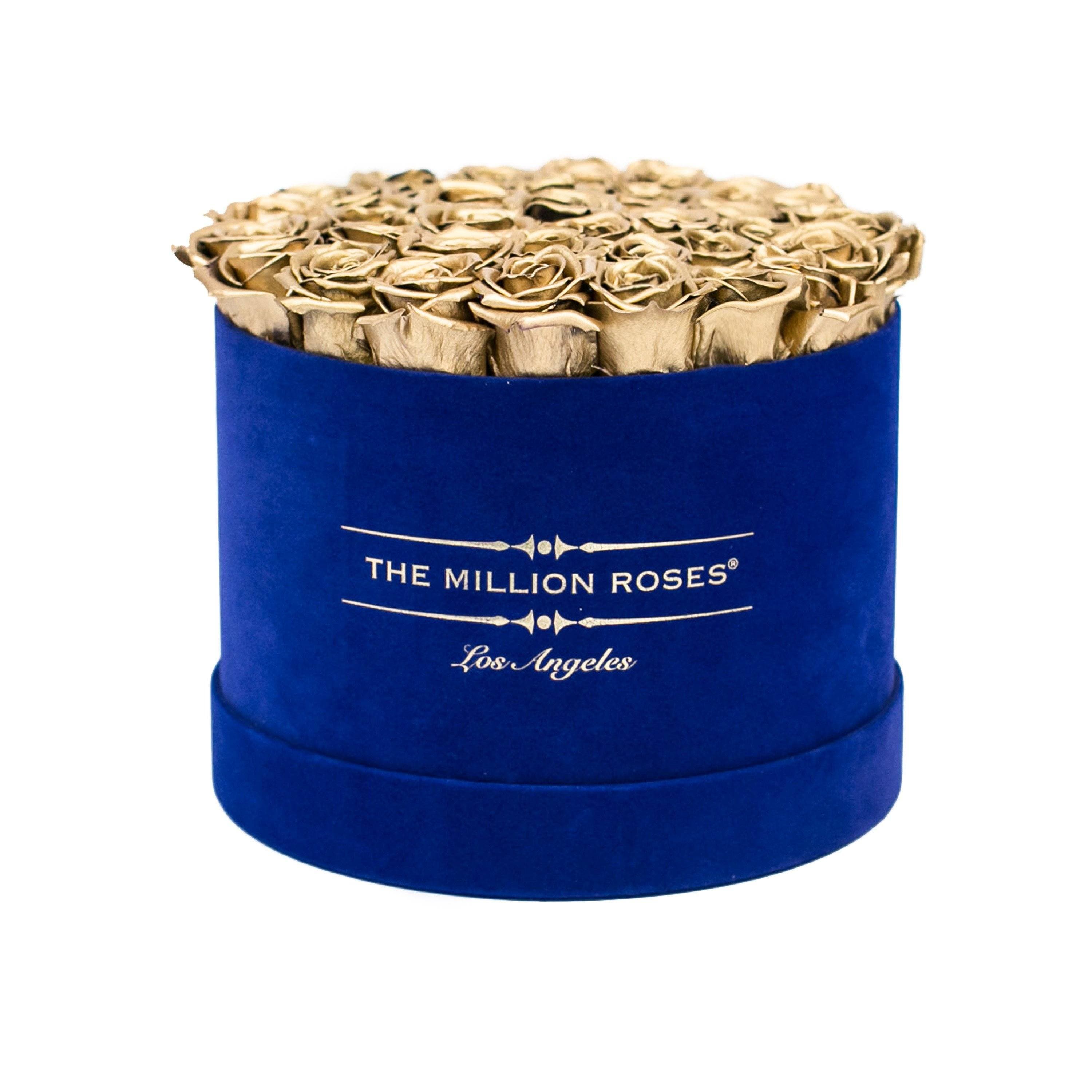 Supreme Royal Blue Suede Dome Box | Gold Roses - The Million Roses