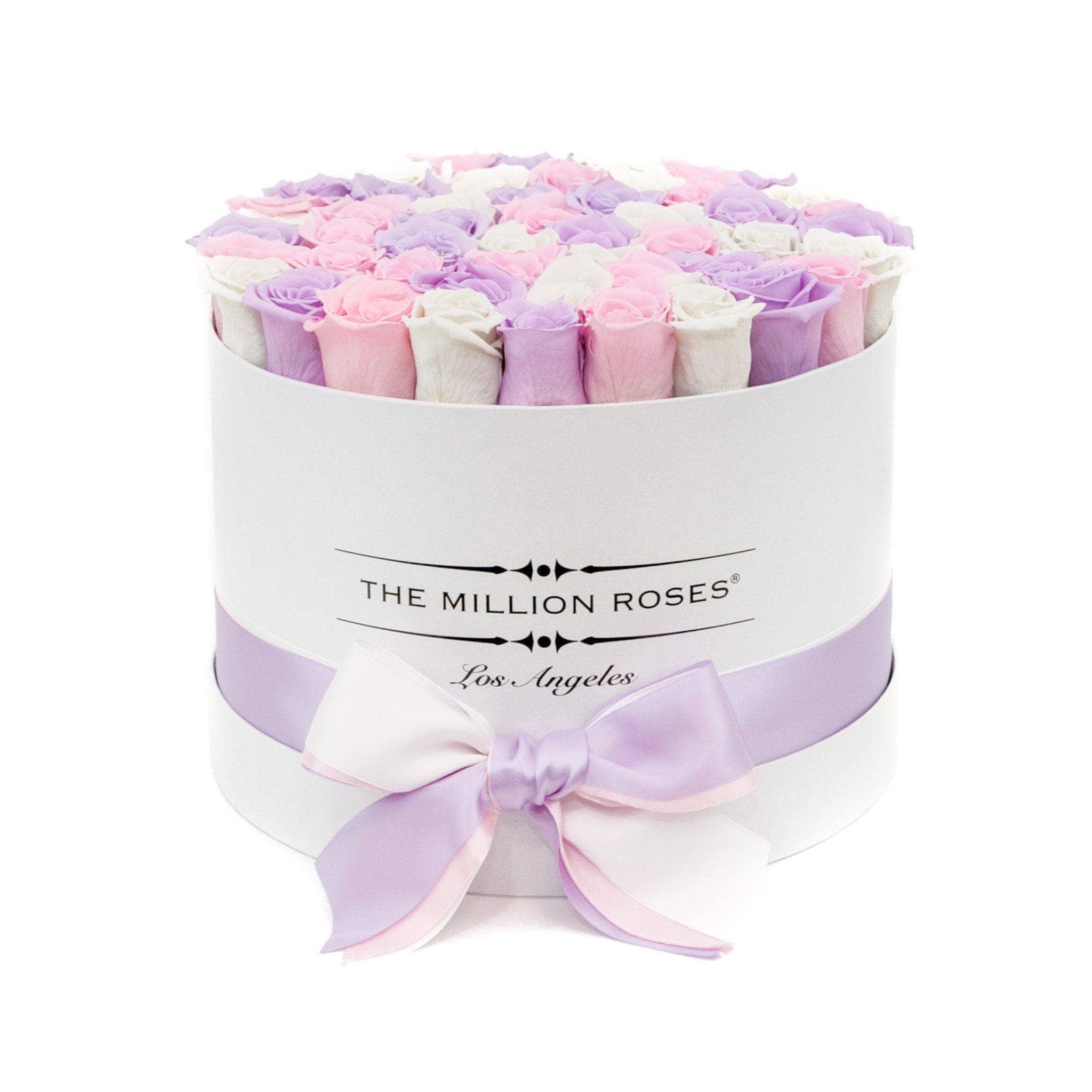 Supreme White Box | White & Pink & Lavender Roses - The Million Roses