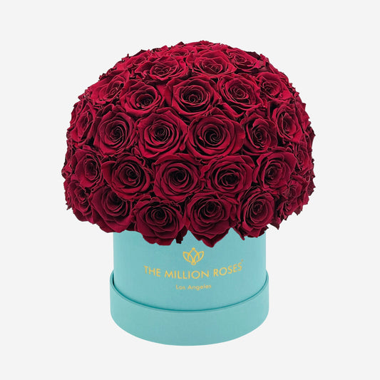 Classic Mint Green Suede Superdome Box | Burgundy Roses - The Million Roses