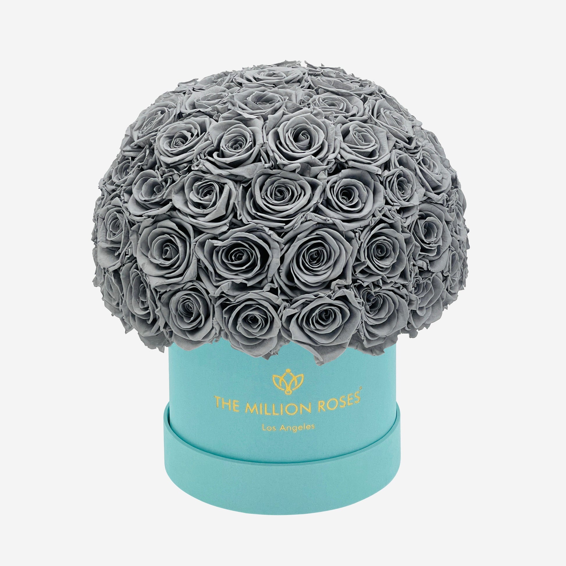 Classic Mint Green Suede Superdome Box | Pastel Grey Roses - The Million Roses