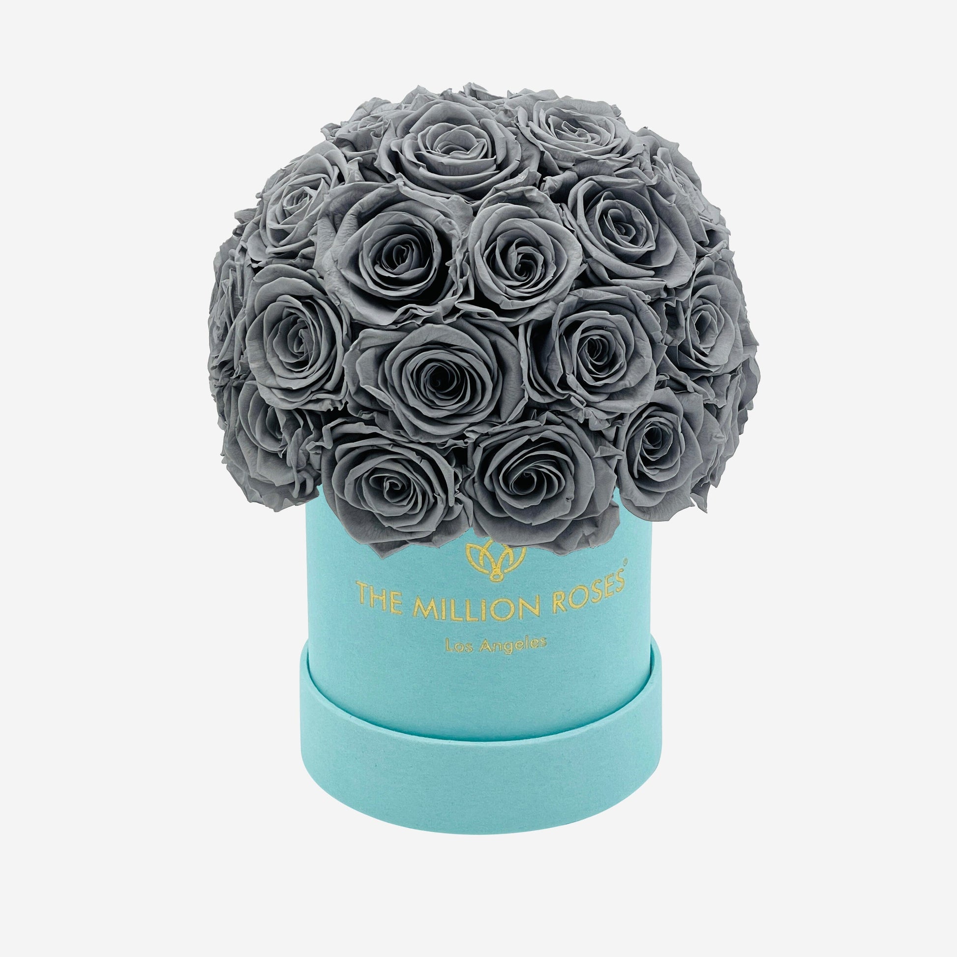 Basic Mint Green Suede Superdome Box | Pastel Grey Roses - The Million Roses