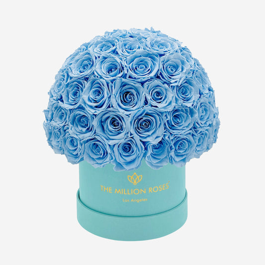 Classic Mint Green Suede Superdome Box | Light Blue Roses - The Million Roses