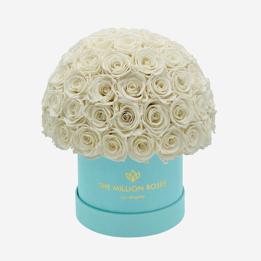 Classic Mint Green Suede Superdome Box | White Roses - The Million Roses