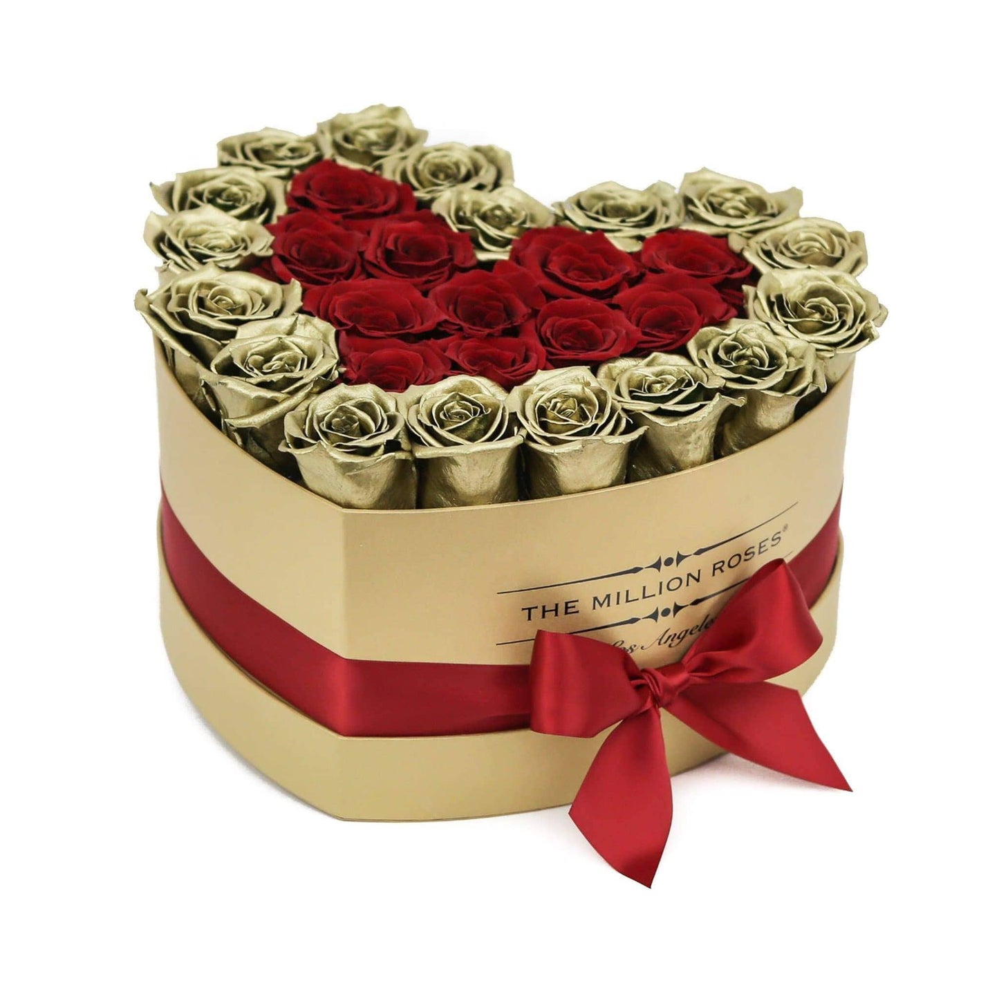Heart Gold Box | Gold & Red Roses - The Million Roses